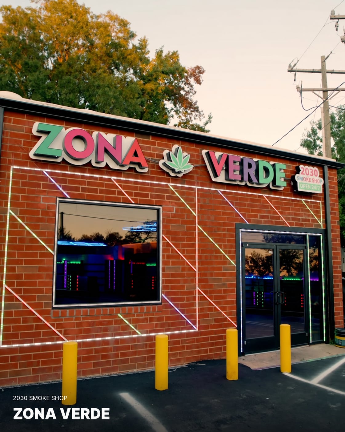 Zona Verde sign, brick storefront, and entrance on Fairwood Avenue in Charlotte.